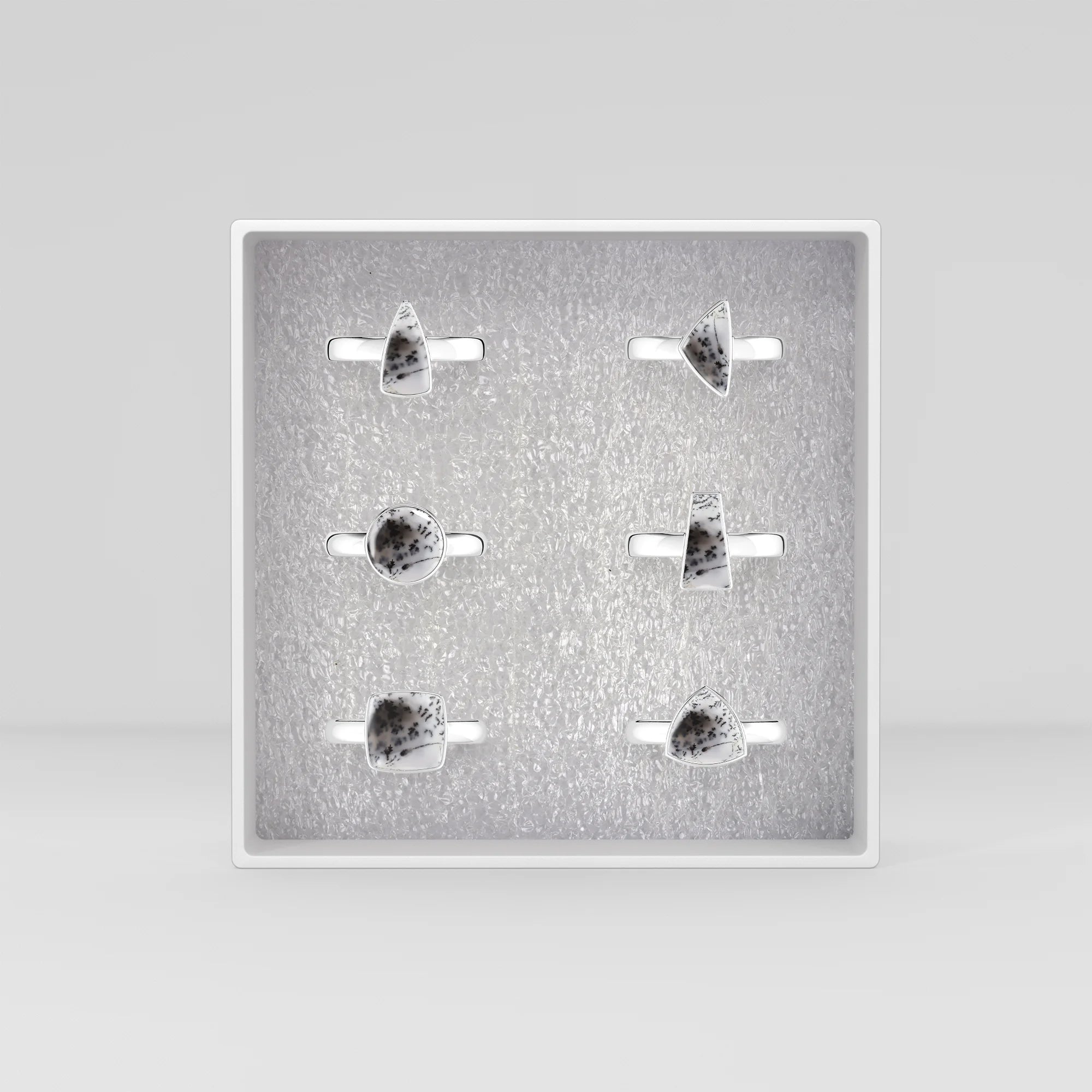 dendritic-opal bezel-set ring