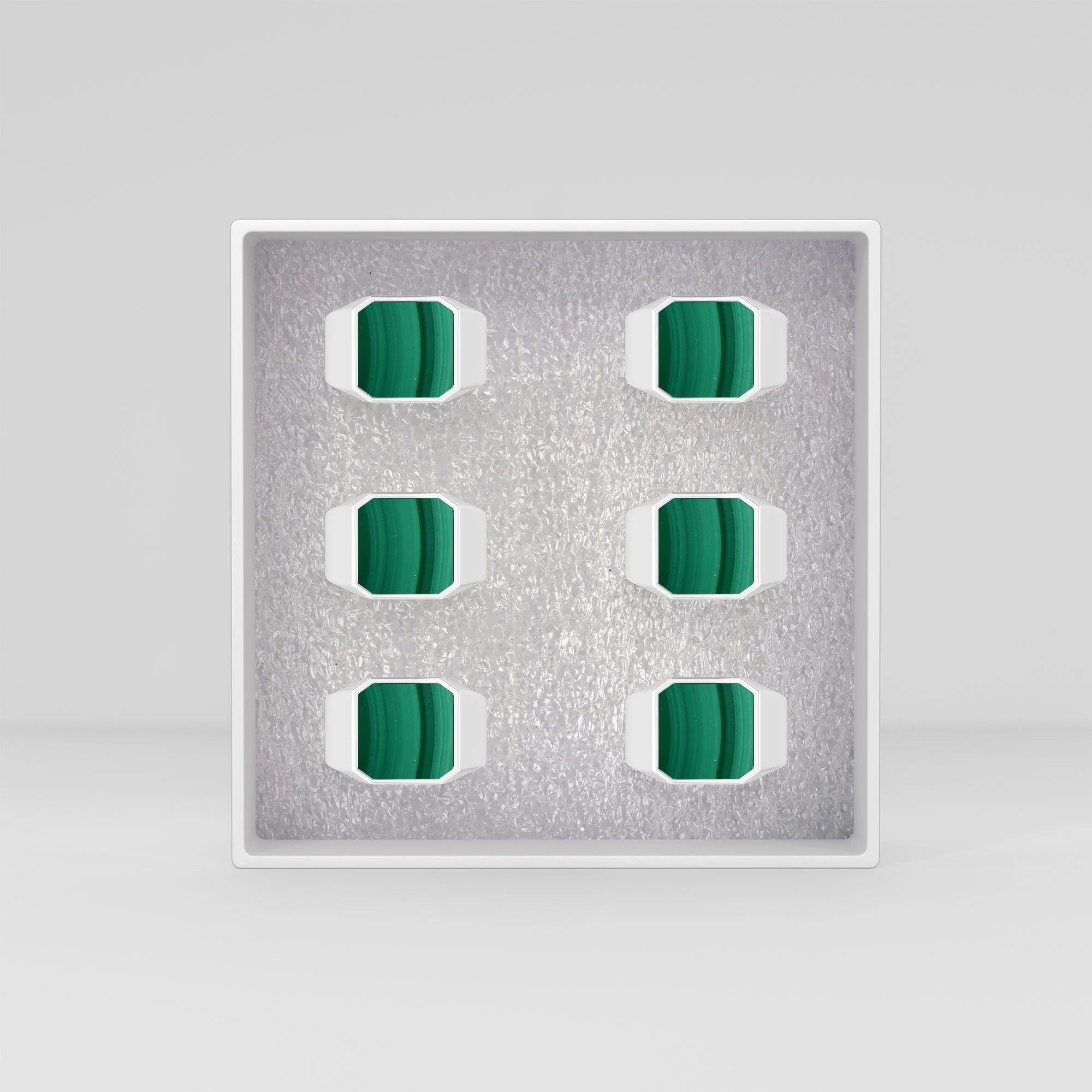 malachite men bezel-set ring