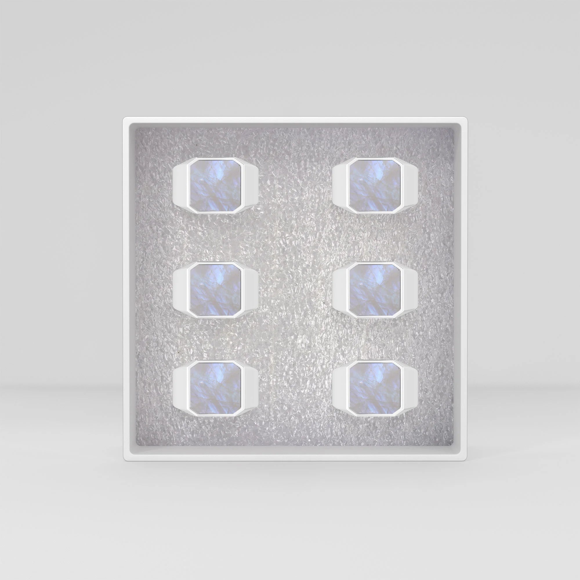 rainbow moonstone men bezel-set ring