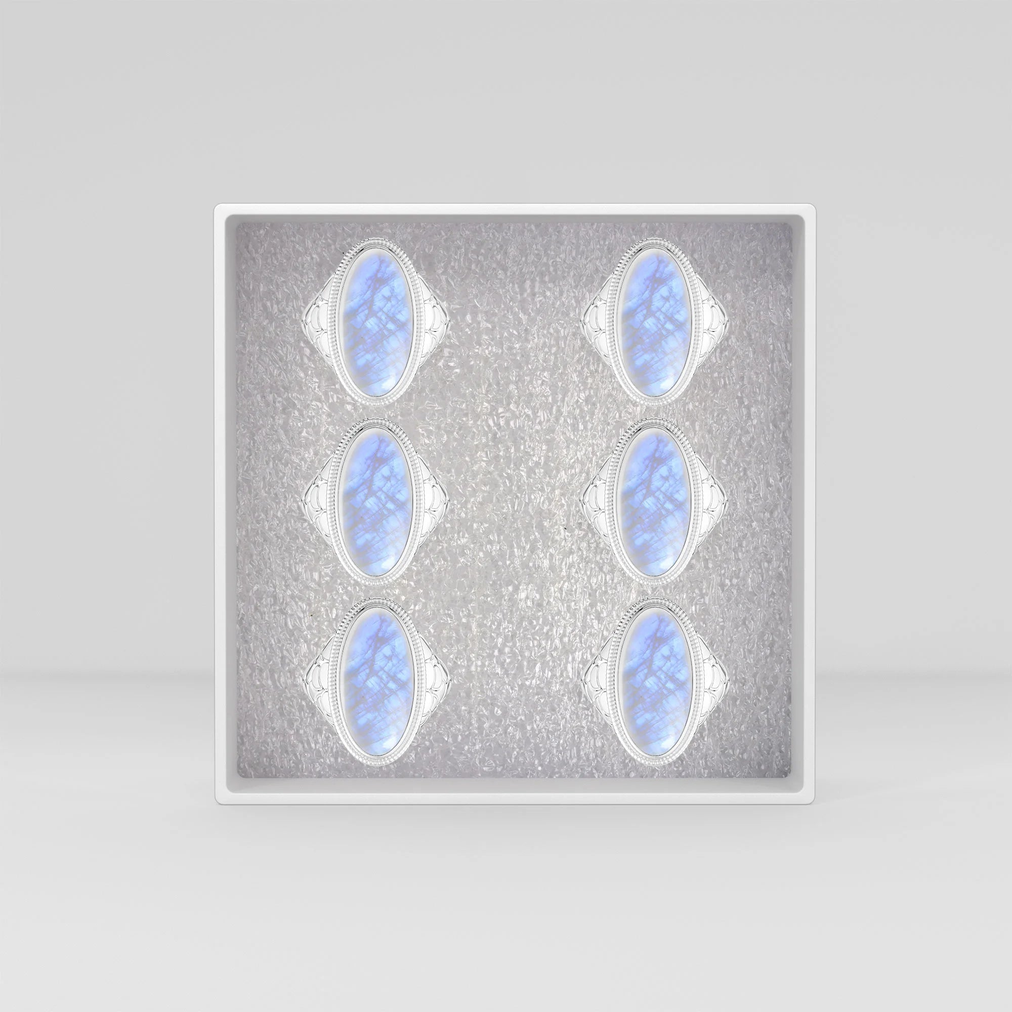 rainbow moonstone bezel-set ring