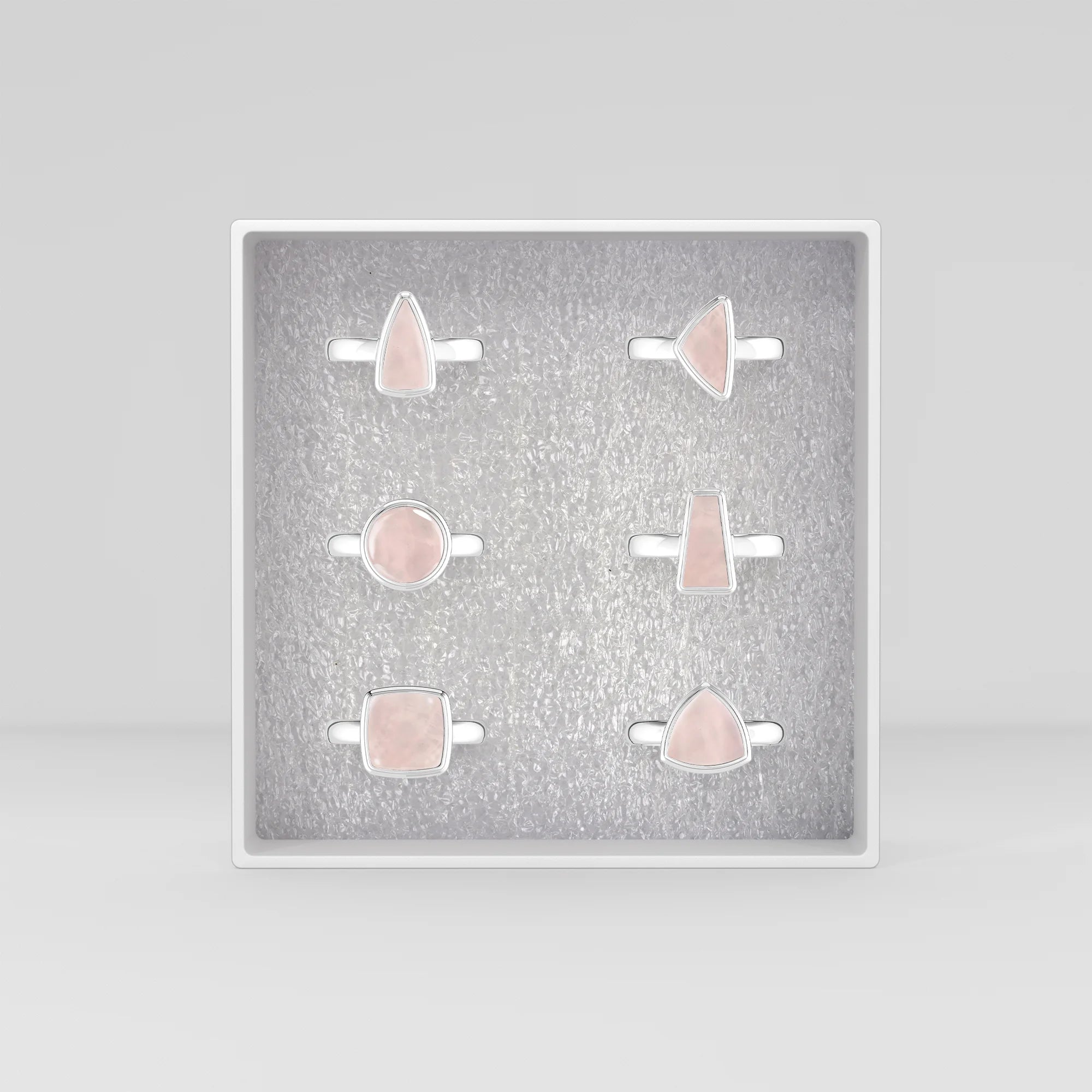 rose-quartz bezel-set ring