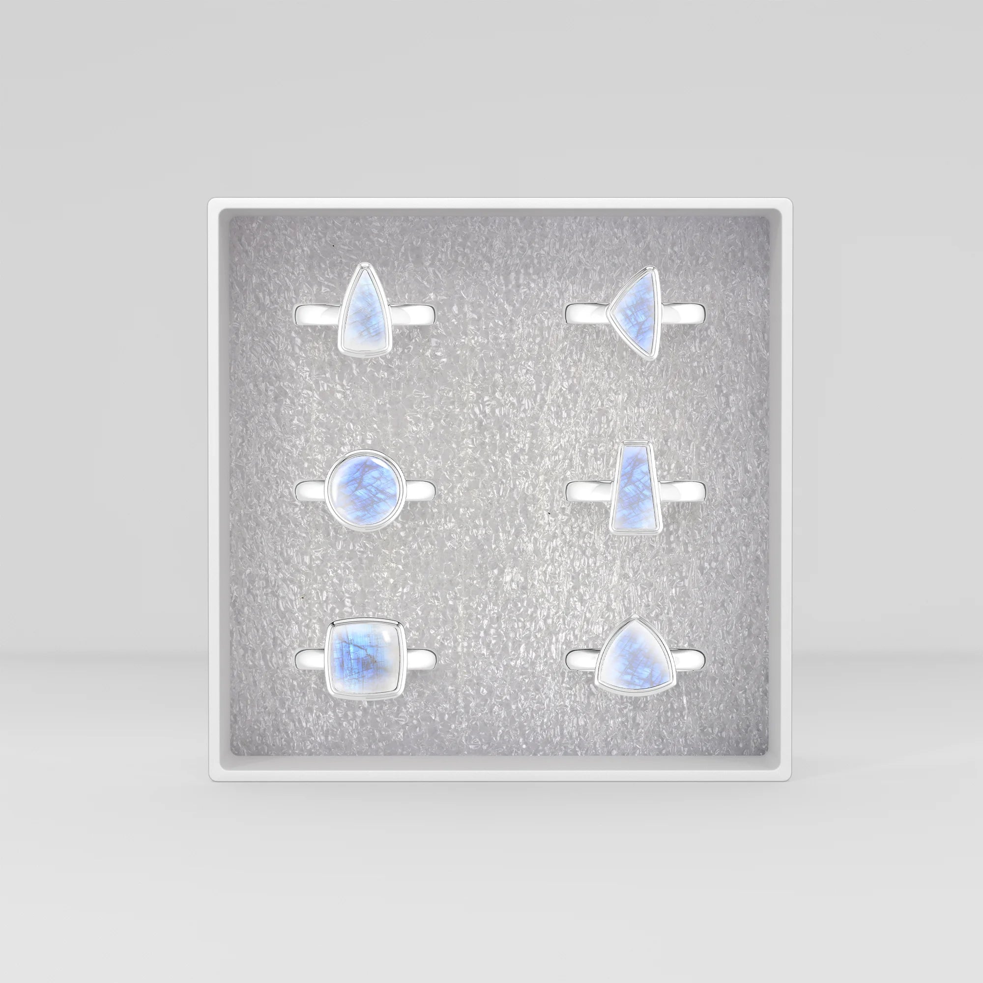 rainbow-moonstone bezel-set ring