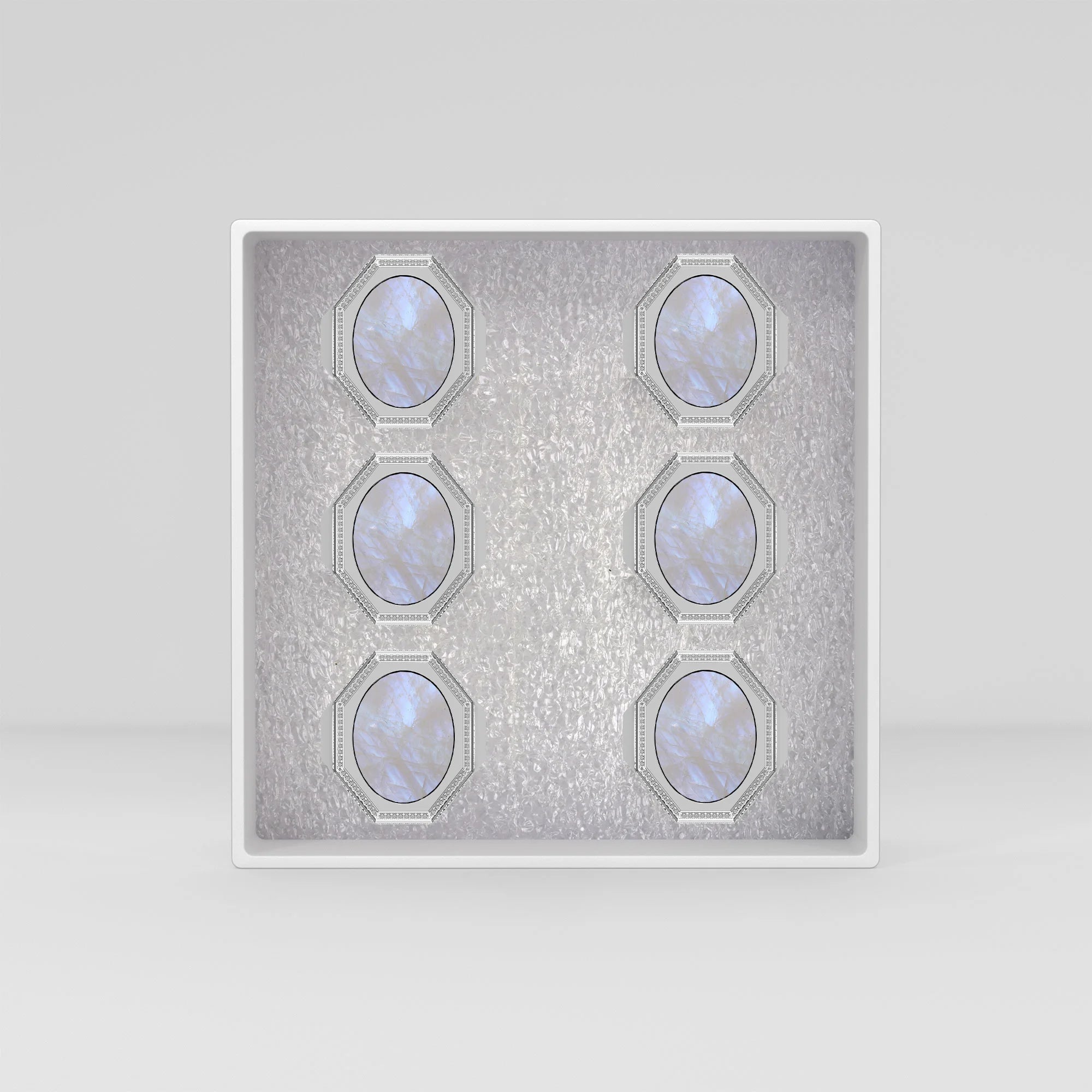 rainbow moonstone men bezel-set ring