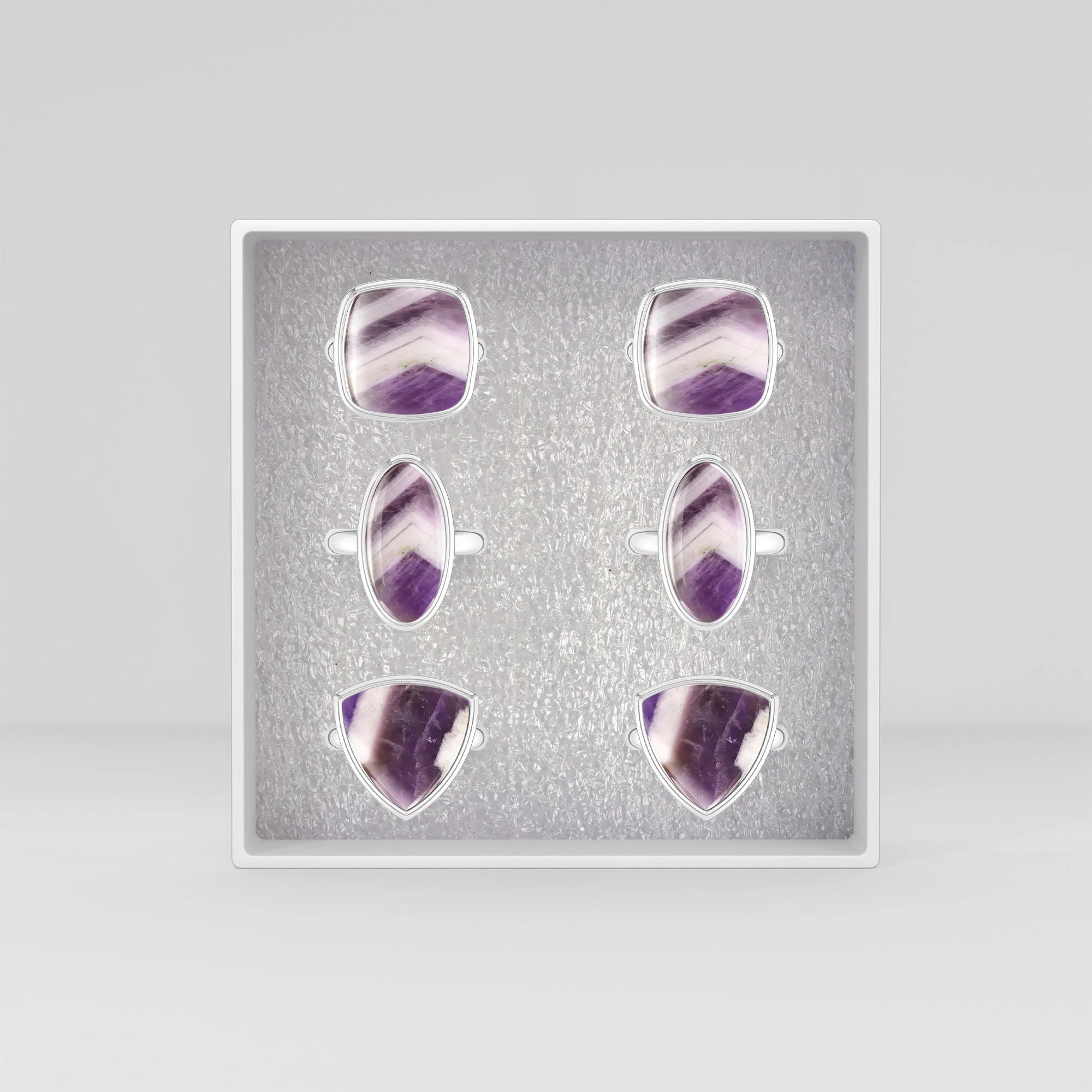 chevron-amethyst bezel-set ring