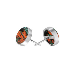 Natural Sunera Sunset Jasper Bezel Studs Earring 925 Sterling Silver Jewelry Pack Of 3