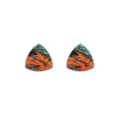 Natural Sunera Sunset Jasper Bezel Studs Earring 925 Sterling Silver Jewelry Pack Of 3