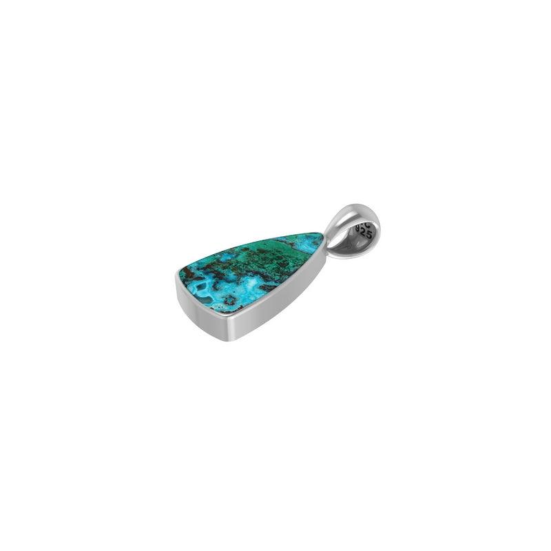 925 Sterling Silver Cab Chrysocolla Necklace Pendant With Chain 18" Bezel Set Jewelry Pack of 3
