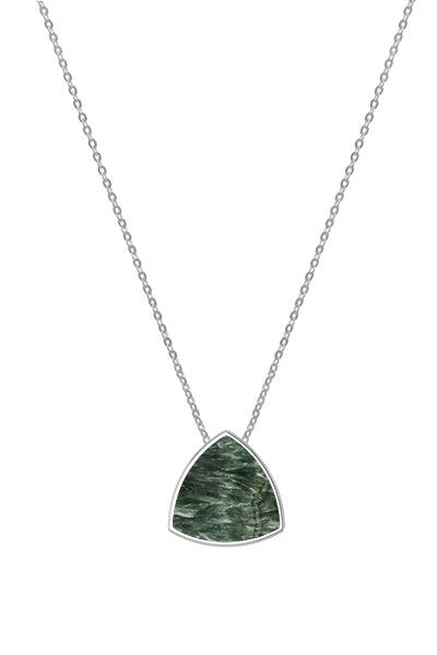 925 Sterling Silver Natural Seraphinite Slider Necklace 18'in Chain Bezel Set Jewelry pack of 3