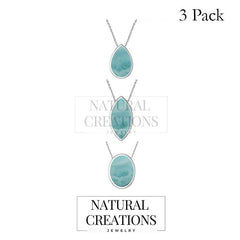 925 Sterling Silver Larimar Necklace Handmade Jewelry Pack Of 6