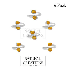 Natural Rough Amber Twister Ring 925 Sterling Silver Ring Jewelry Set of 6