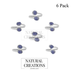 Natural Raw Tanzanite Twister Ring 925 Sterling Silver Bezel Set Jewelry Pack of 6