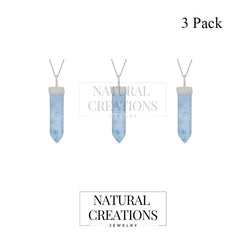 Larimar Pencil Pendant Necklace with Chain 18 Inches Sterling Silver Jewelry Pack of 3
