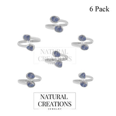 Natural Kyanite Rough Twister Ring 925 Sterling Silver Bezel Set Jewelry Pack of 6