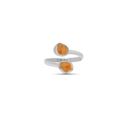 Natural Citrine Twister Rough Ring 925 Sterling Silver Bezel Set Jewelry Pack of 6