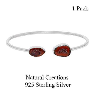 925 Sterling Silver Cab Geode Twister Bangle Bracelet Bezel Set Jewelry Pack of 1