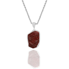 Raw Garnet Necklace Pendant With Chain 18 Inches 925 Sterling Silver Jewelry Set of 12