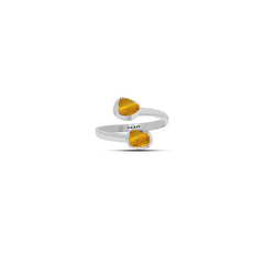 Natural Rough Amber Twister Ring 925 Sterling Silver Ring Jewelry Set of 6