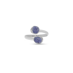 Natural Raw Tanzanite Twister Ring 925 Sterling Silver Bezel Set Jewelry Pack of 6