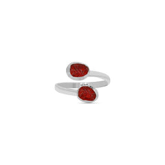 Natural Red Garnet Raw Twister Ring 925 Sterling Silver Bezel Set Jewelry Pack of 6