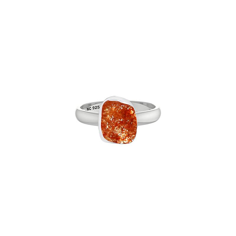 Natural Sunstone Rough Ring 925 Sterling Silver Bezel Set Handmade Jewelry Pack of 4 - (Box 15)
