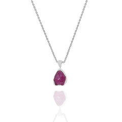 Raw Ruby Necklace Pendant With Chain 18 Inches 925 Sterling Silver Jewelry Set of 12