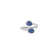 Natural Raw Blue Sapphire Twister Ring 925 Sterling Silver Jewelry Bezel Set Jewelry of 6