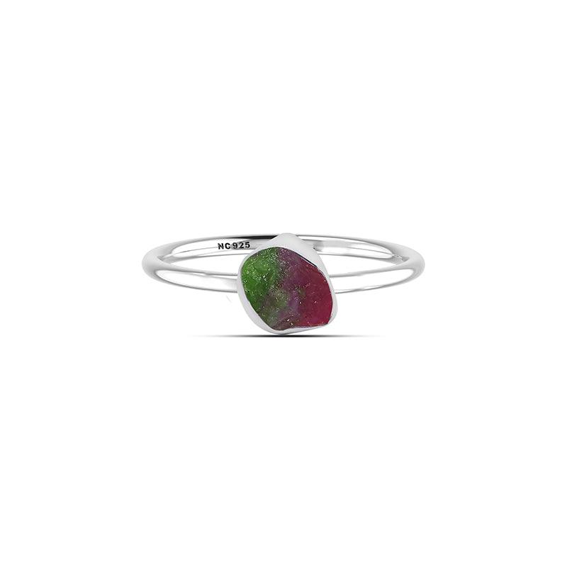Rough Ruby Zoisite Ring Stackable Ring 925 Sterling Silver Ring Jewelry Set of 12