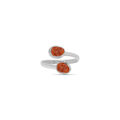 Raw Sun Stone Twister Adjustable Ring 925 Sterling Silver Bezel Set Jewelry Pack of 6