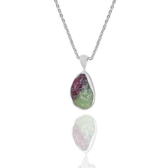 Raw Ruby Zoisite Necklace Pendant With Chain 18 Inches 925 Sterling Silver Jewelry Set of 12