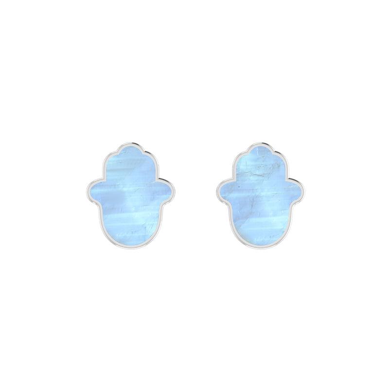 925 Sterling Silver Natural Rainbow Moonstone Stud Earring Bezel Set Jewelry Pack Of 3