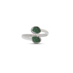 Natural Emerald Raw Twister Ring 925 Sterling Silver Bezel Set Jewelry Pack of 6
