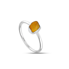 925 Sterling Silver Natural Amber Raw Ring Stackable Bezel Set Jewelry Pack of 12