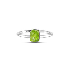 925 Sterling Silver Natural Peridot Raw Ring Stackable Bezel Set Jewelry Pack of 12