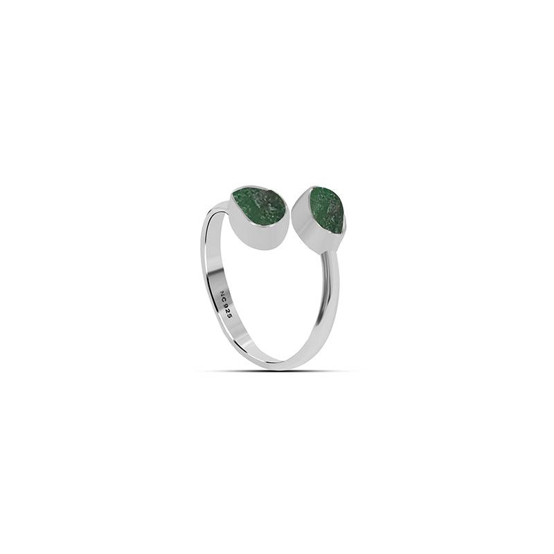Natural Emerald Raw Twister Ring 925 Sterling Silver Bezel Set Jewelry Pack of 6