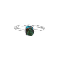 925 Sterling Silver Natural Chrysocolla Raw Ring Stackable Bezel Set Jewelry Pack of 12