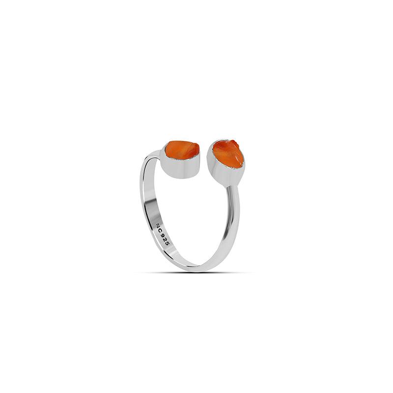 Natural Raw Carnelian Twister Ring 925 Sterling Silver Bezel Set Jewelry Pack of 6