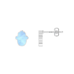 925 Sterling Silver Natural Rainbow Moonstone Stud Earring Bezel Set Jewelry Pack Of 3