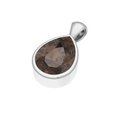 925 Sterling Silver Natural Smoky Cut Stone Pendant Necklace Jewelry Pack of 12