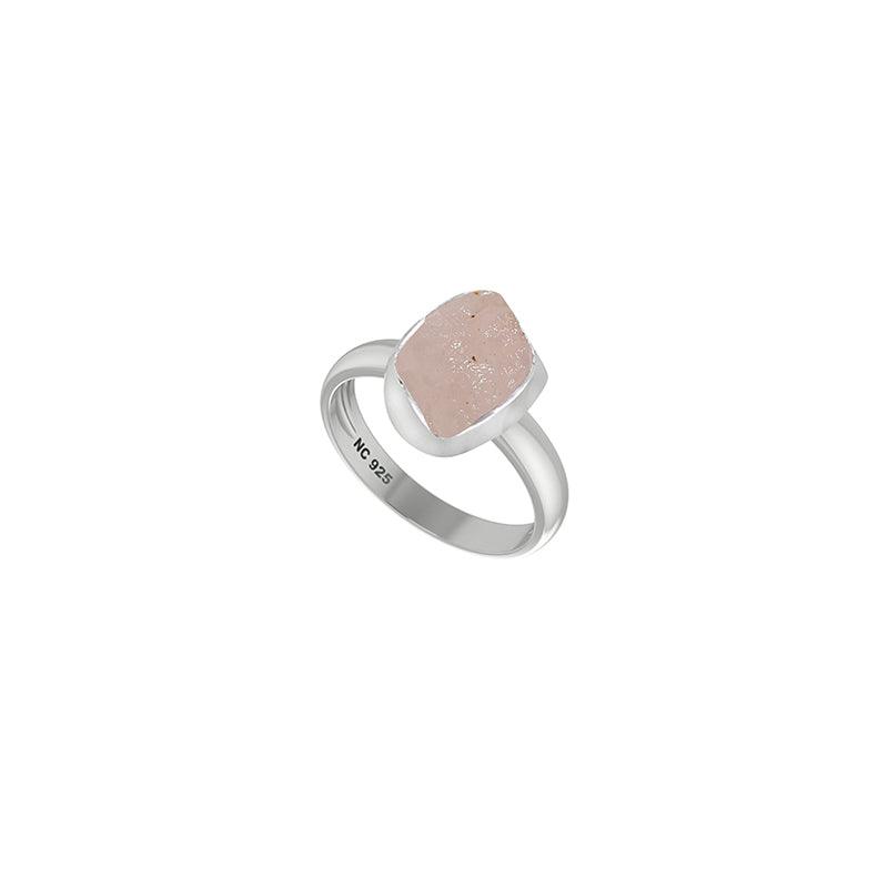 Natural Rose Quartz Rough Ring 925 Sterling Silver Bezel Set Jewelry Pack of 4 - (Box 15)