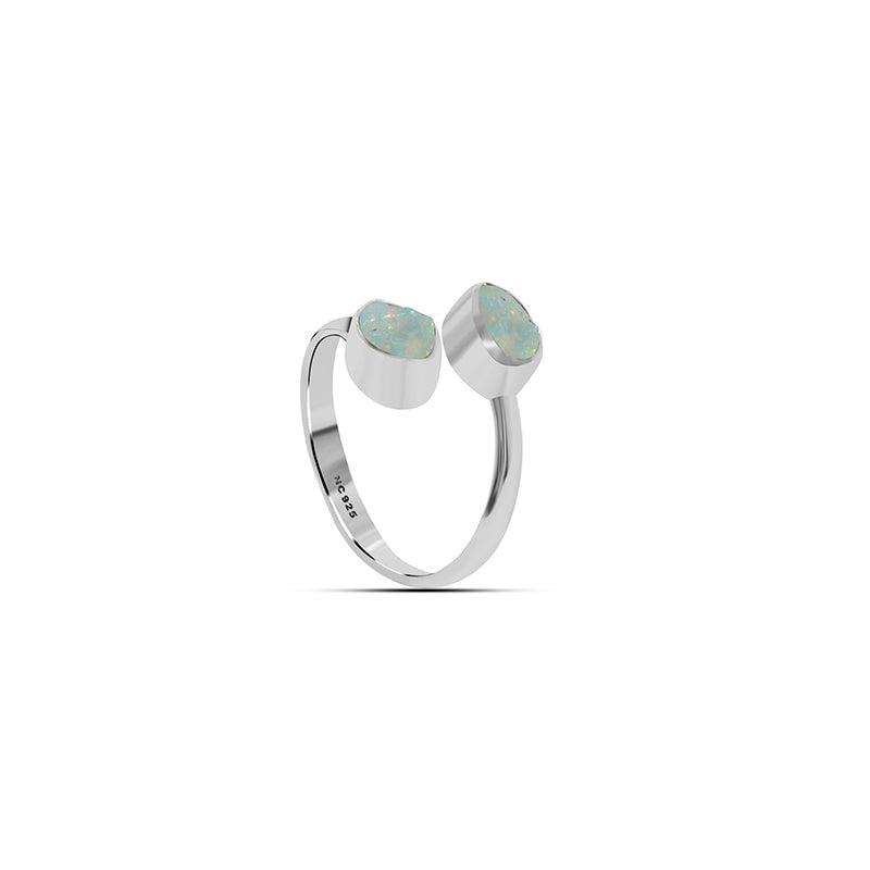 Natural Ethiopian Opal Twister Rough Ring 925 Sterling Silver Bezel Set Jewelry Pack of 6