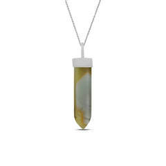 Imperial Jasper Pencil Pendant Necklace With Chain 18 Inches 925 Sterling Silver Jewelry Pack of 3