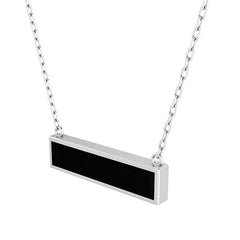 925 Sterling Silver Natural Black Onyx Bar Pendant Necklace With Silver Chain 18' in Jewelry Pack of 3