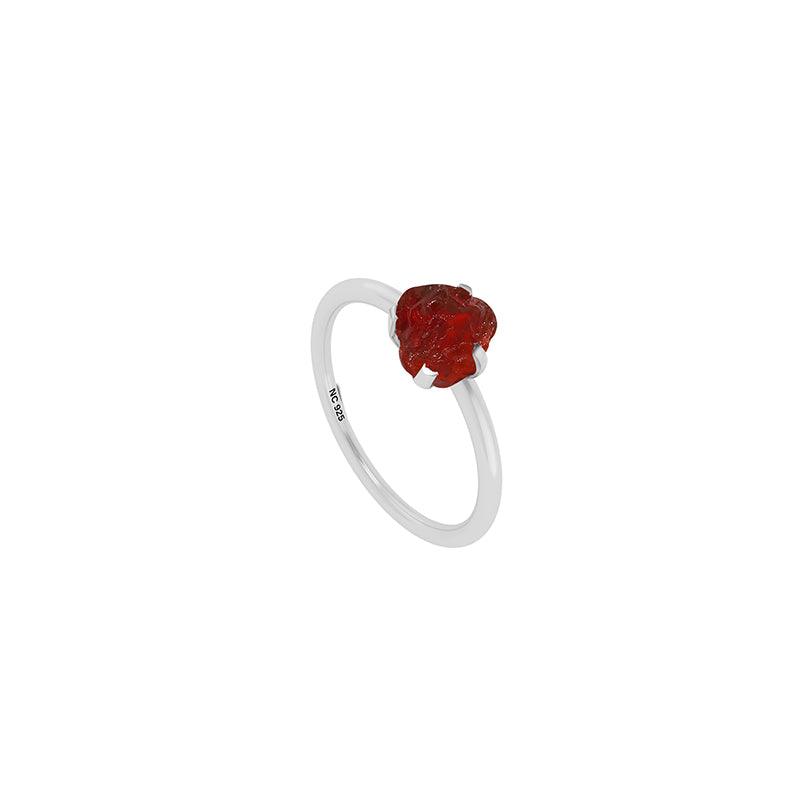 925 Sterling Silver Natural Red Garnet Raw Ring Prong Set Pack of 12