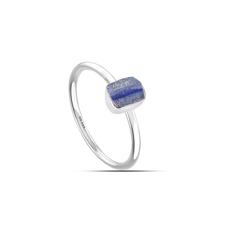 925 Sterling Silver Natural Raw Kyanite Ring Stackable Bezel Set Jewelry Pack of 12