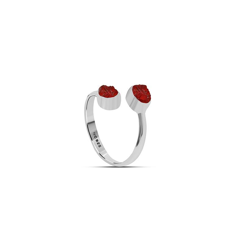 Natural Red Garnet Raw Twister Ring 925 Sterling Silver Bezel Set Jewelry Pack of 6