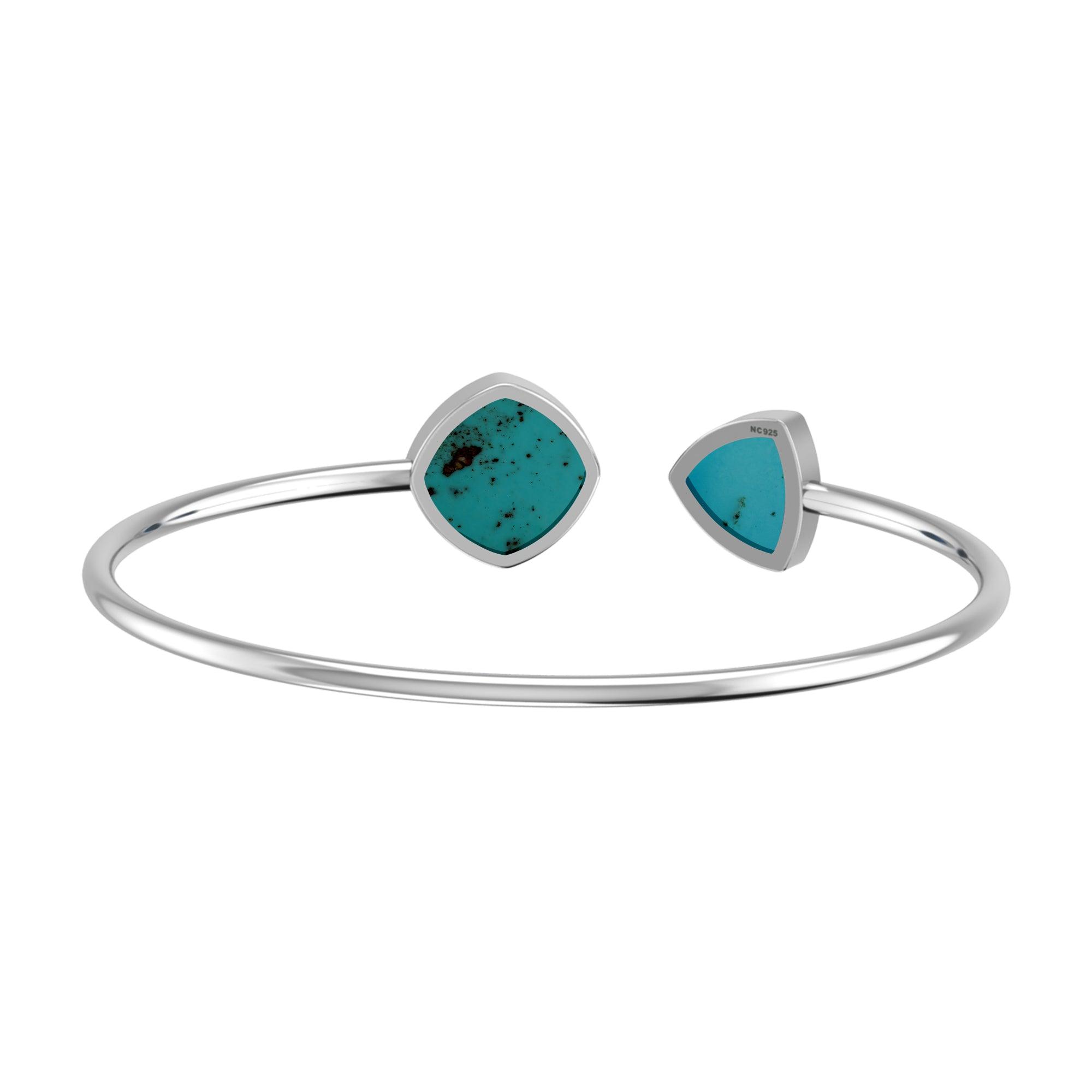 925 Sterling Silver Natural Turquoise Cuff Bangle jewelry Bezel Set Pack of 1