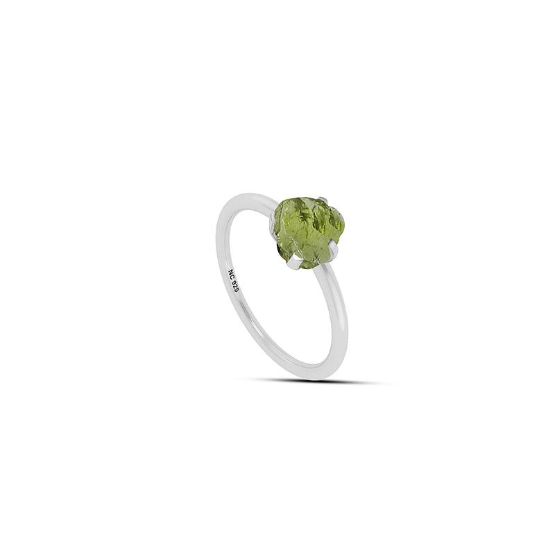 925 Sterling Silver Natural Raw Peridot Ring Prong Set Jewelry Pack of 12