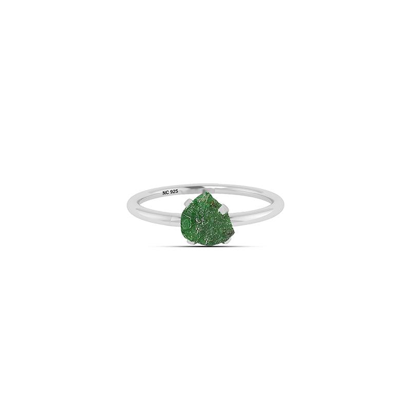 Natural Rough Emerald Ring 925 Sterling Silver Prong Set Handmade jewelry Pack of 12