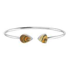925 Sterling Silver Cab Bumble Bee Twister Bangle Bracelet Bezel Set Jewelry Pack of 1