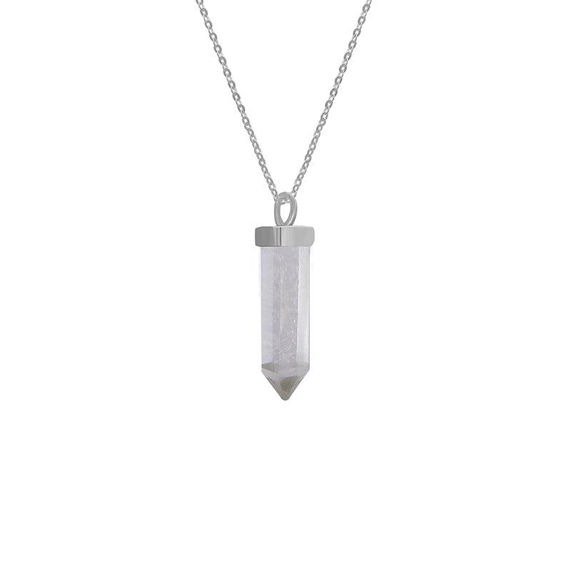 White Crystal Pencil Pendant Necklace With Chain 18 Inches 925 Sterling Silver Jewelry Pack of 3